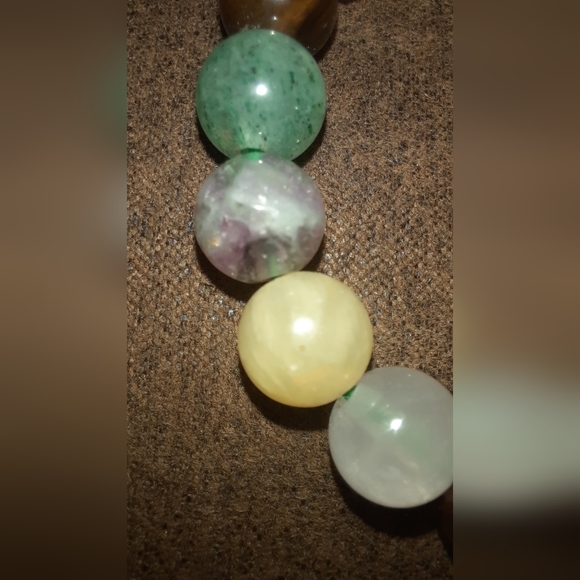 Gemstone mala bead bracelet and acrylic beaded bracelet - Picture 6 of 14